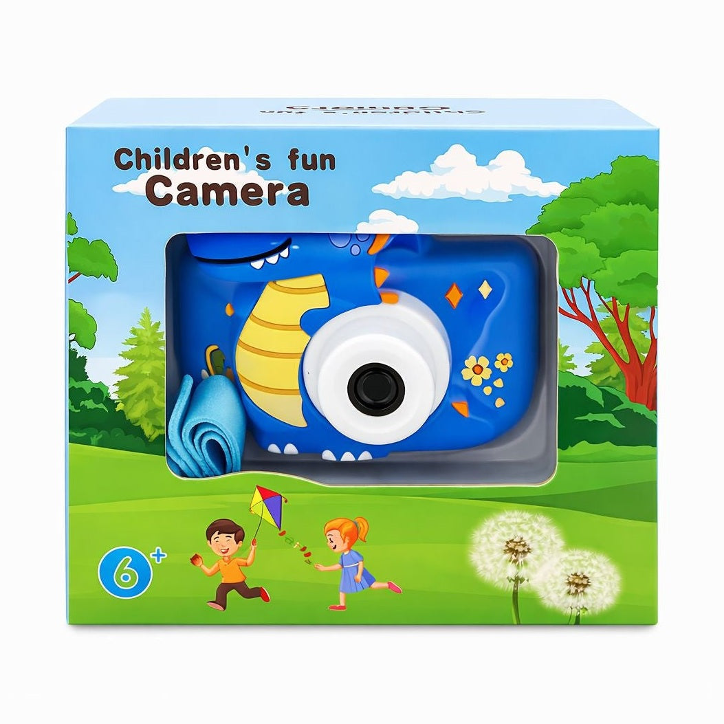 Camera foto digitala pentru copii, model dinozaur albastru