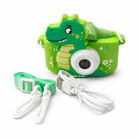 Camera foto digitala pentru copii, model dinozaur verde