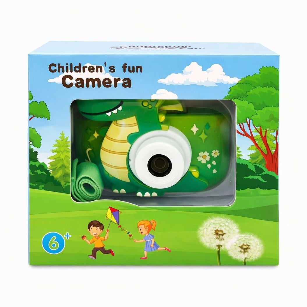 Camera foto digitala pentru copii, model dinozaur verde