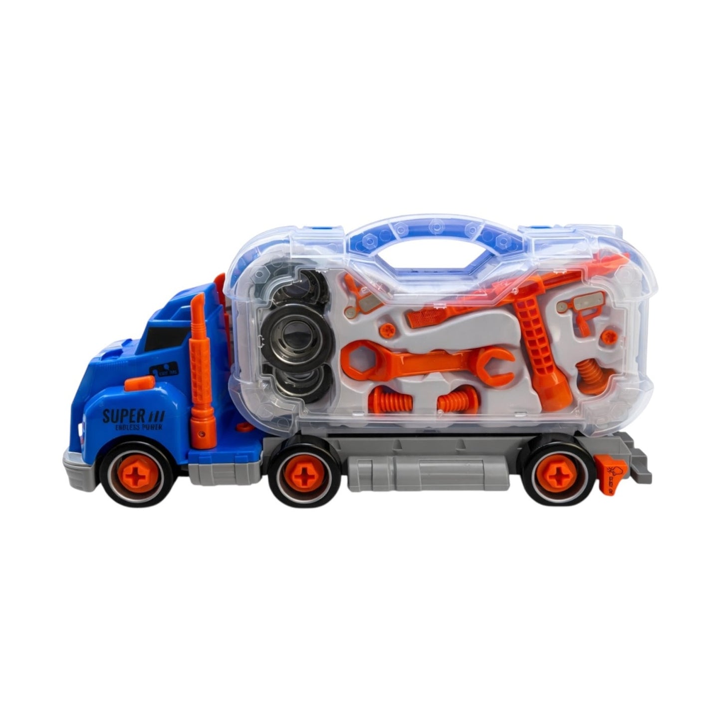Camion de jucărie cu lumini și sunete, set unelte de construcție, 39,5 cm