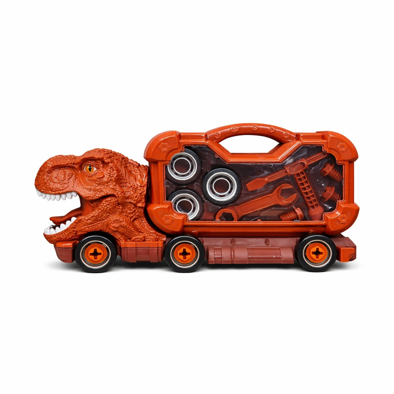 Camion dinozaur T-Rex demontabil cu scule, jucarie constructie copii, 44x23 cm