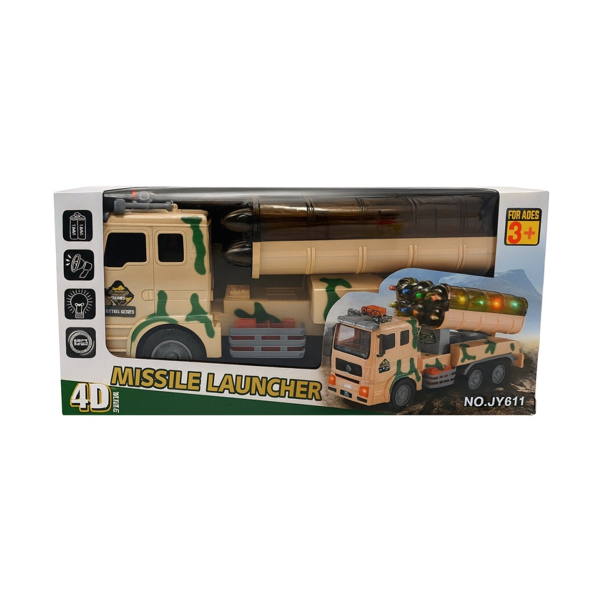 Camion Militar cu Lansator de Rachete , 4D Lights, 27 x 13 cm
