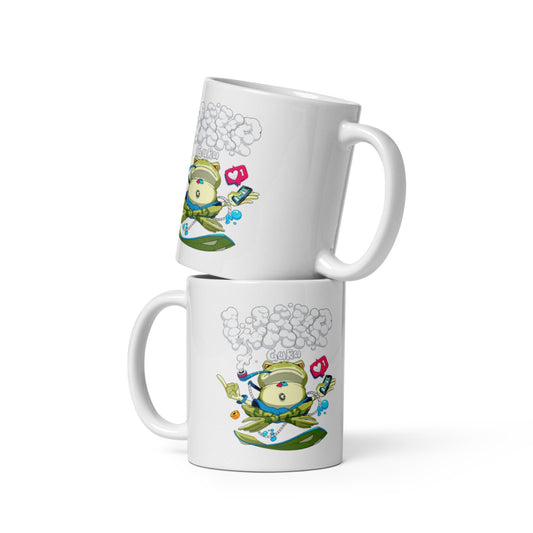 Cana ceramica cu ilustratie simbolica , Design inedit si expresiv , 330 ml