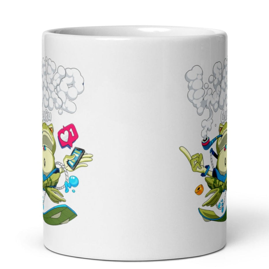 Cana ceramica cu ilustratie simbolica , Design inedit si expresiv , 330 ml
