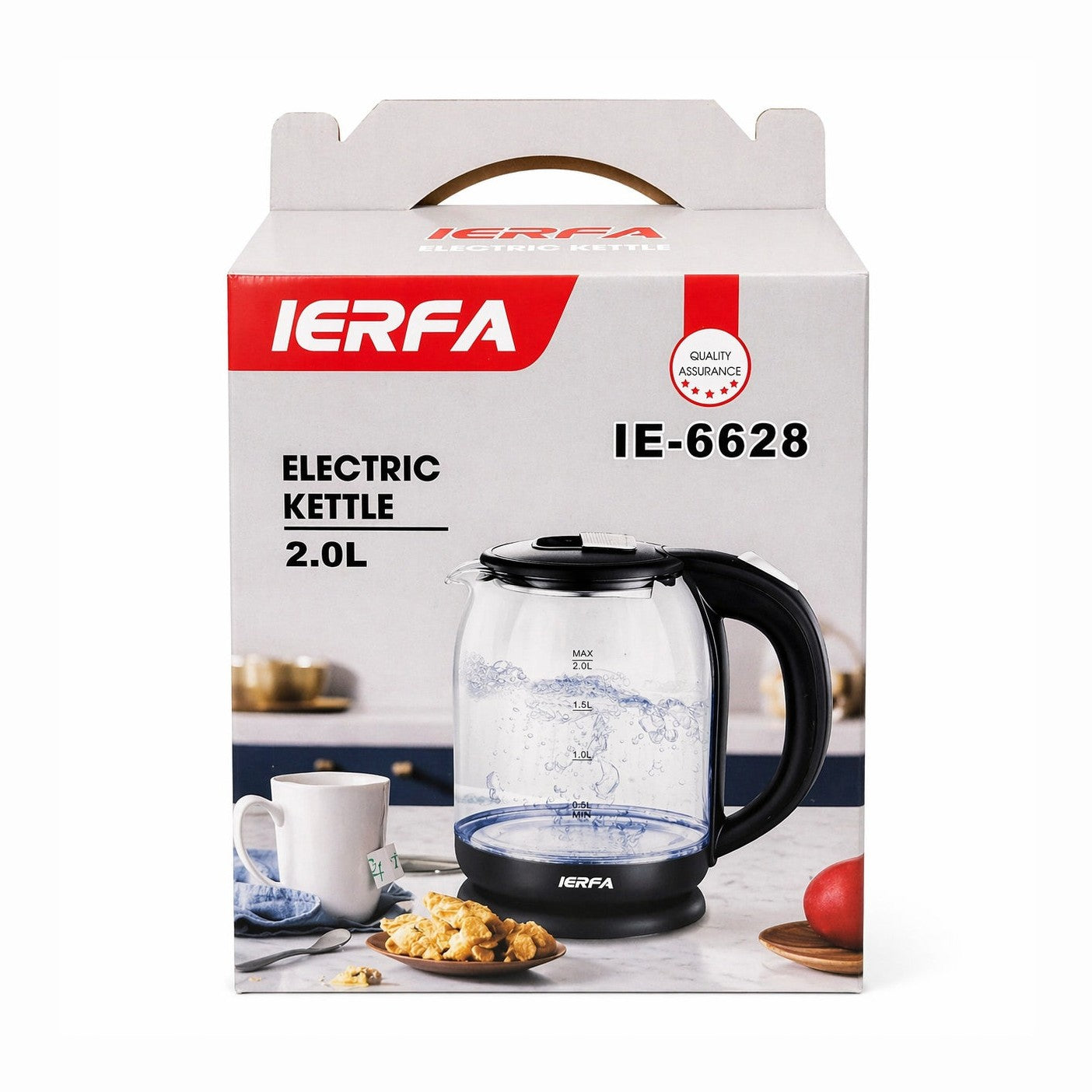 Cana electrica fierbere apa 2L, sticla, 23.5x19 cm, fierbator electric