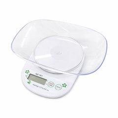 Cântar de Bucătărie Electronic cu Bol, Alb, Plastic, Afișaj Multifuncțional