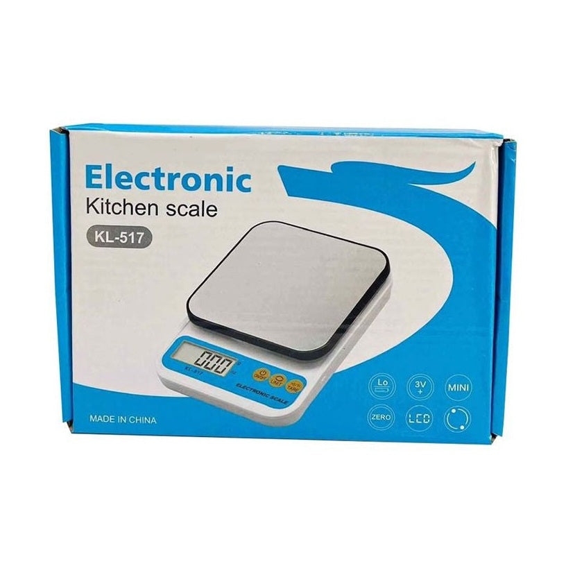 Cântar de Bucătărie Electronic Digital, Plastic și Metal, Argintiu și Albastru, Model KL-517