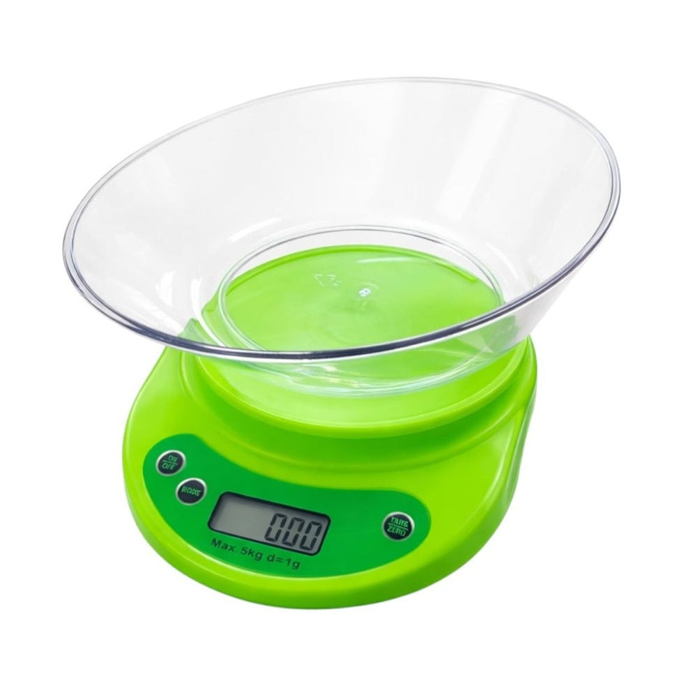 Cântar de Bucătărie Electronic din Plastic, Verde, Capacitate 5 kg