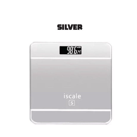 Cântar electronic de baie iScale, display touchscreen, material sticlă și plastic, argintiu metalic