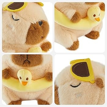 Capibara de Plus 30 cm cu Colac si Ratusca , Jucarie Pufoasa, Cadou Adorabil