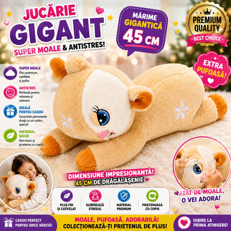 Caprioara de Plus 45 cm, Jucarie Pufoasa si Moale, Model Dragalas pentru Copii