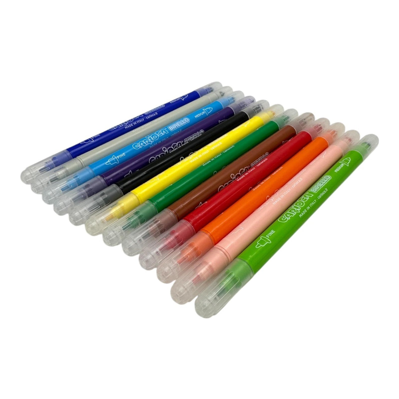 Carioca cu doua capete, 12 culori, Carioca Birello , culori vibrante si aplicare versatila pentru proiecte creative,
