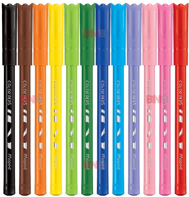 Carioci Color Peps Ocean 12 culori set Maped , culori vibrante pentru creativitate si desen,