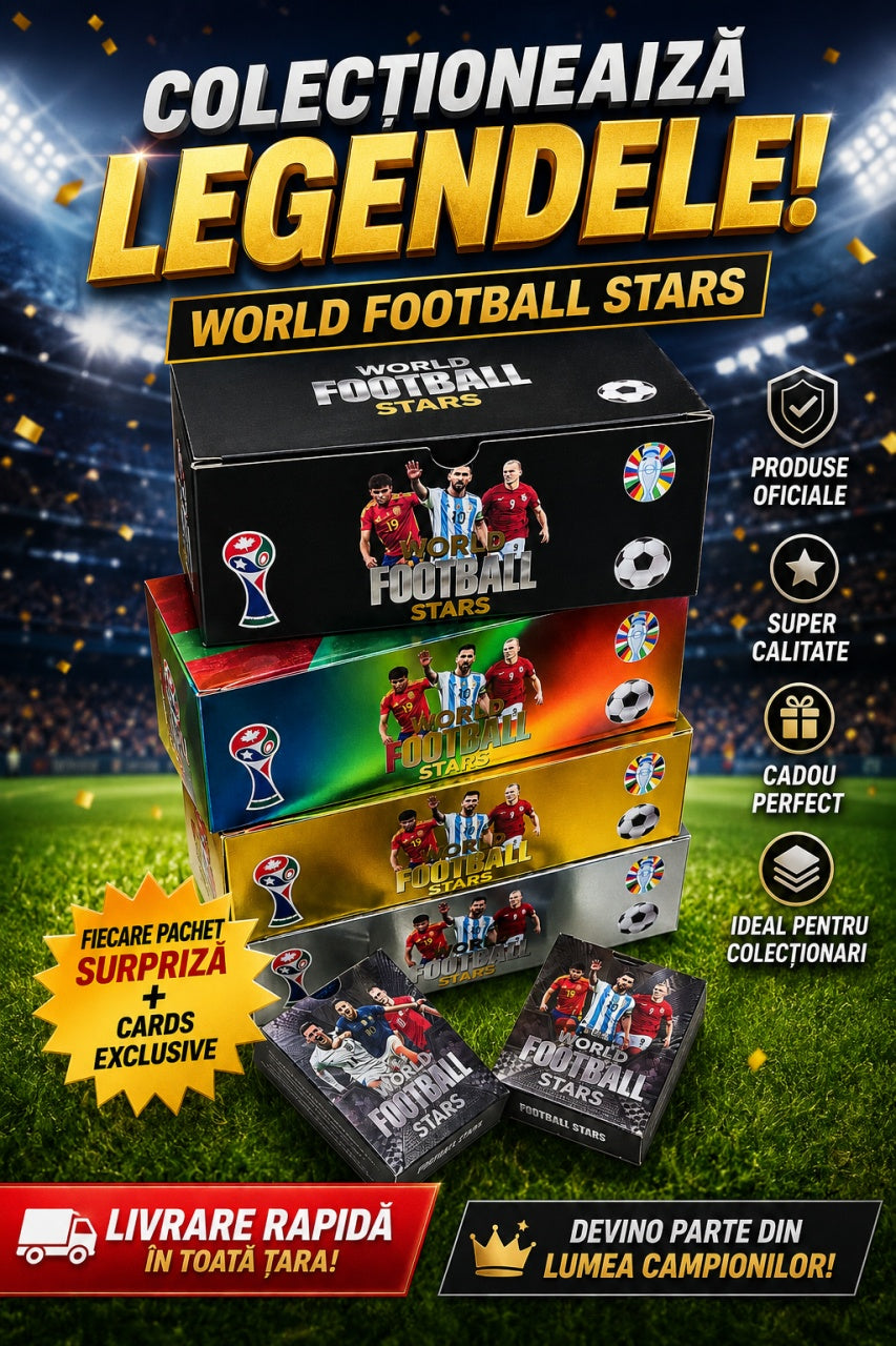 Carti cu World Football Stars, modele surpriza pentru copii si colectionari
