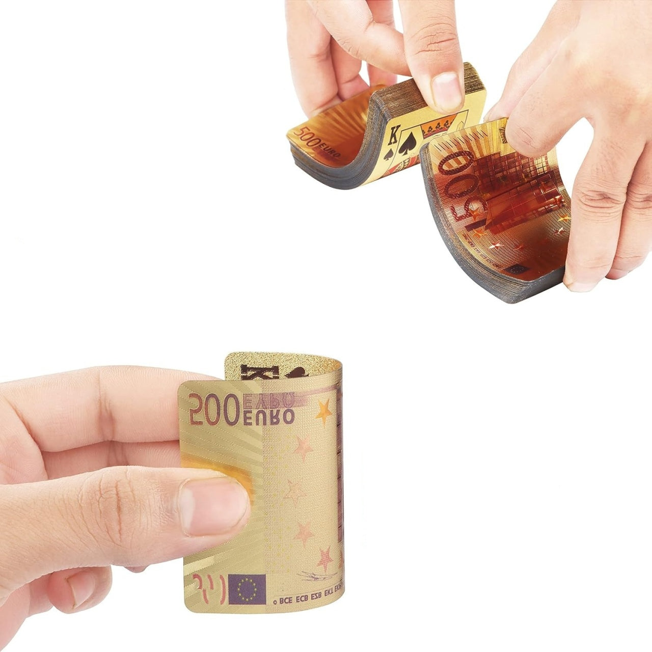 Carti de Joc Luxury cu Cutie Tip 500 Euro, Set Premium Metalic, Poker Edition