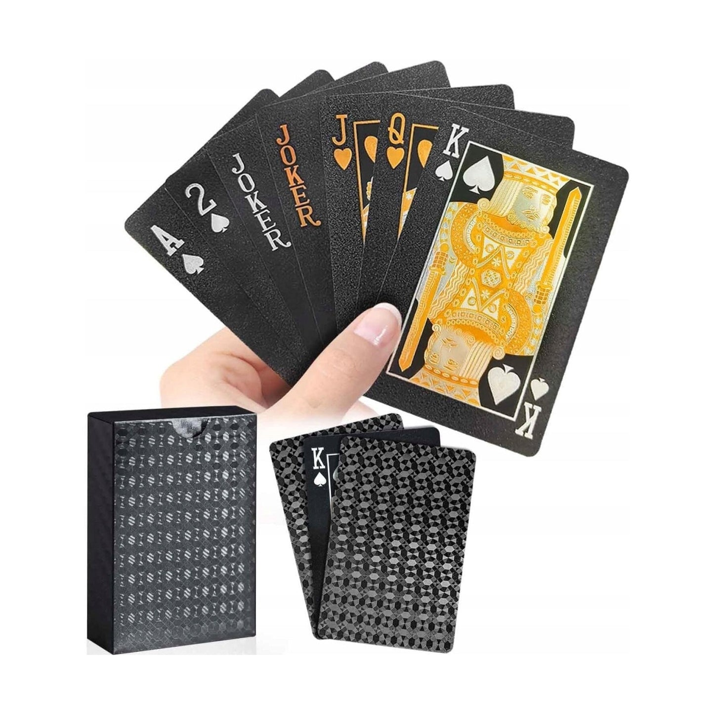 Carti de Joc Negre Premium cu Elemente Aurii si Cutie Luxury , Poker Edition