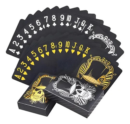 Carti de Joc Premium Negre Skull Edition, Impermeabile, Design Luxury pentru Poker