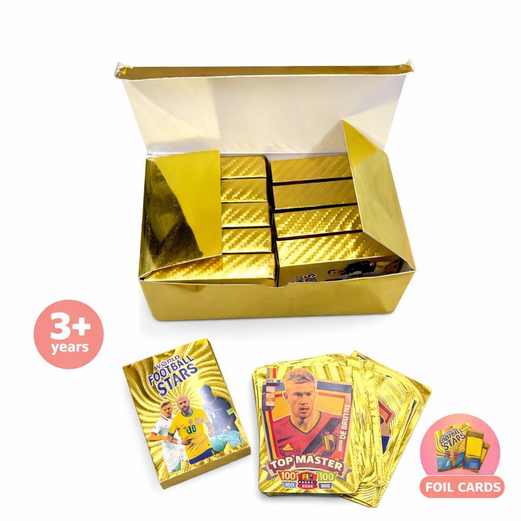 Cartonase colectie fotbal auriu holografic premium, jucatori, pachet individual