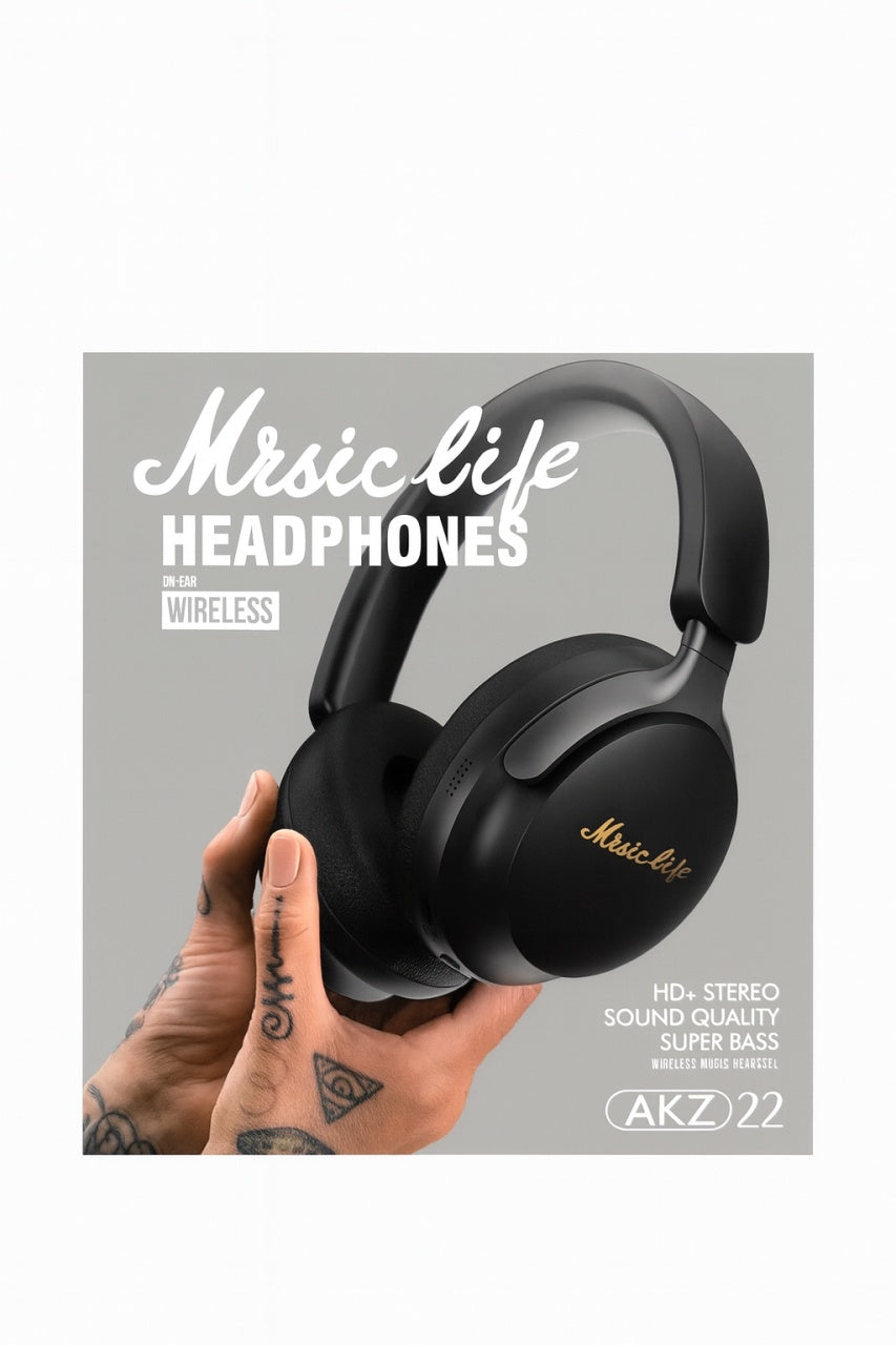 Casti Wireless AKZ 22 Over-Ear MusicLife, HD Stereo, Super Bass, Mov