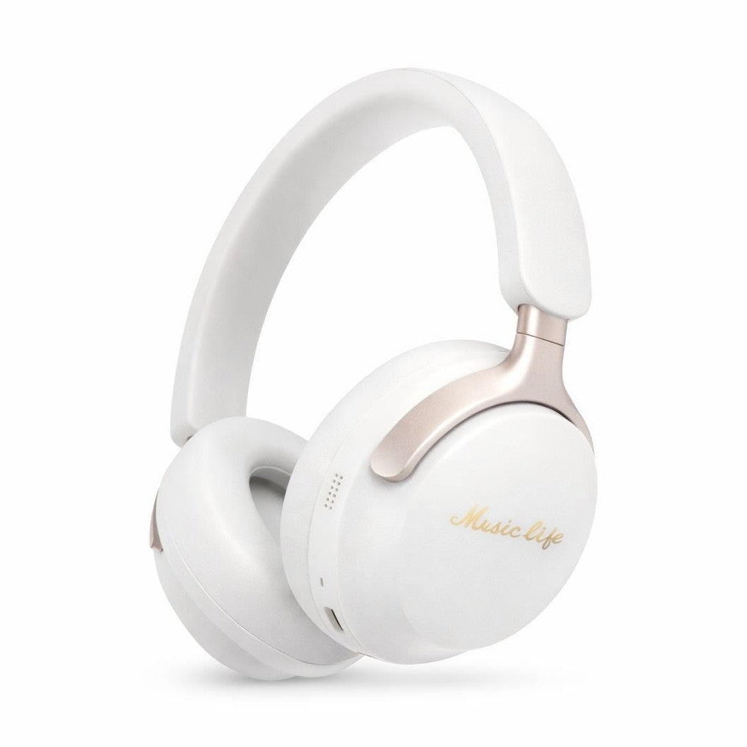 Casti wireless Bluetooth Music Life AKZ22 cu microfon, stereo HD si bass puternic alb