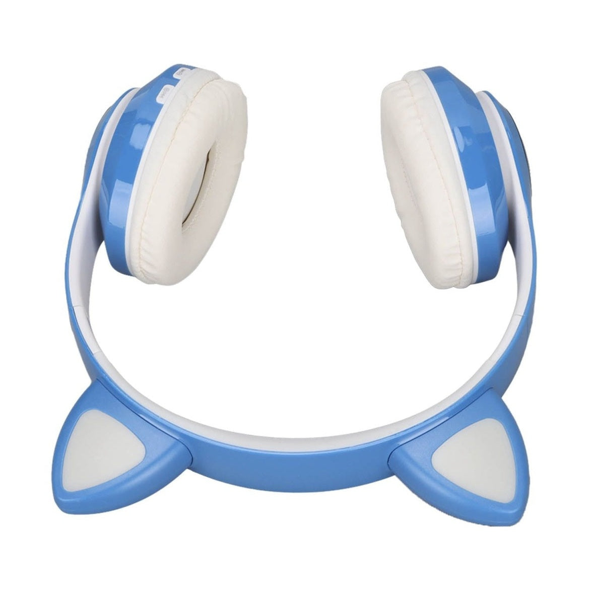 Căști wireless cu urechi de pisică și lumini LED, design ergonomic, Albastru