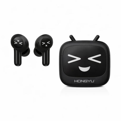 Căști wireless Hongyu T18 Bluetooth 5.3 TWS cu carcasă de încărcare și control tactil, negre