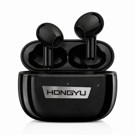 Căști wireless Hongyu T32A Bluetooth 5.3 cu carcasă de încărcare, Deep Bass, negre