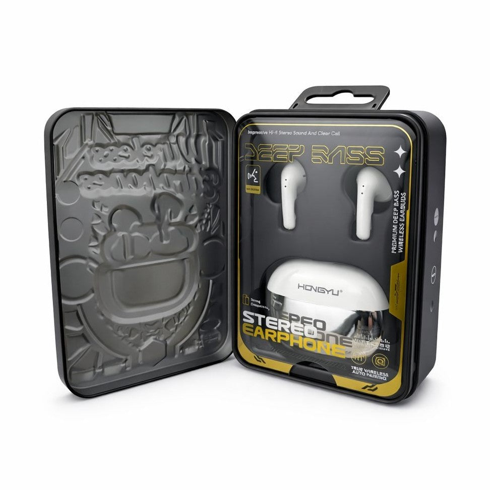 Căști wireless Hongyu T32A Bluetooth 5.3 cu carcasă de încărcare, Deep Bass, negre