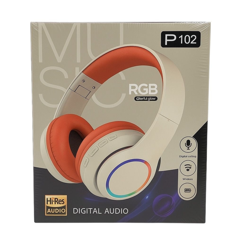 Casti Wireless P102 Bluetooth 5.3 RGB Hi-Res Audio , Autonomie 40h Microfon Surround