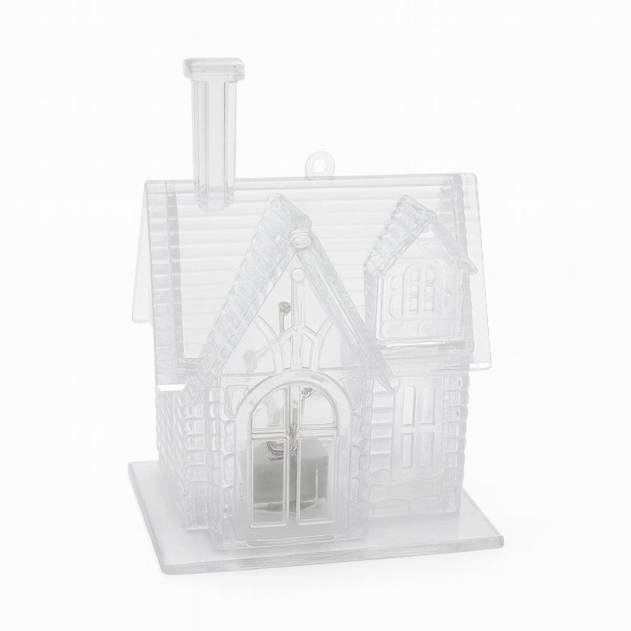 Casuta Decorativa cu Lumini LED, Efect Craciun, Transparenta, 7.5x10x6cm
