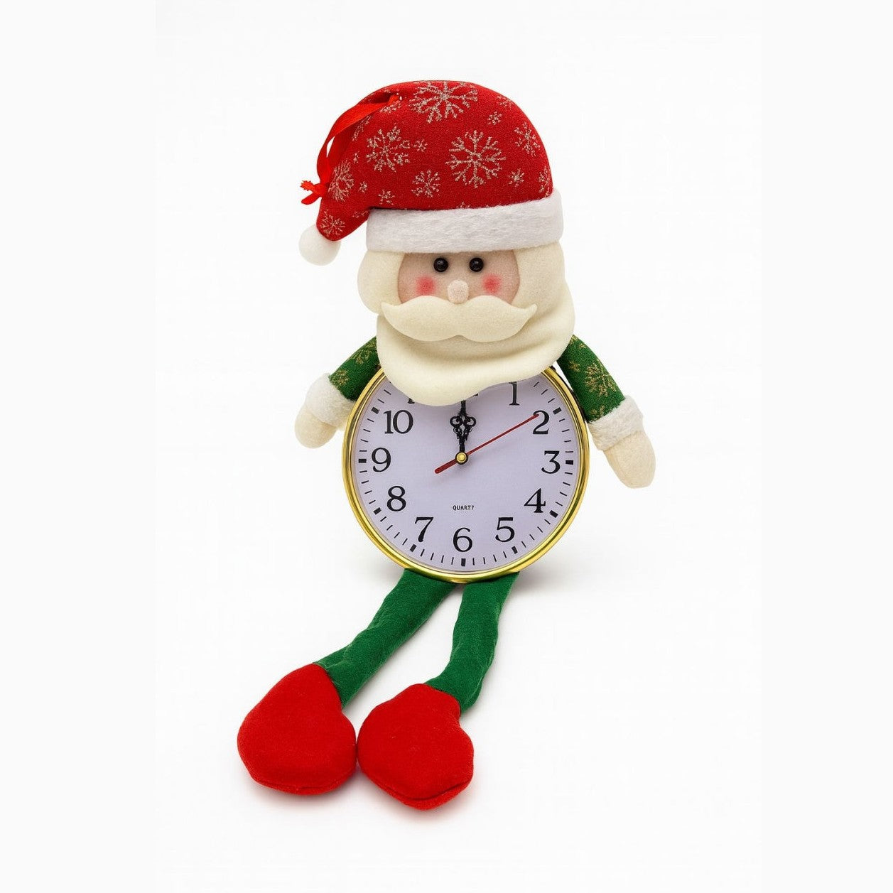 Ceas Decorativ Mos Craciun cu Picioruse, Model Festiv, 43cm