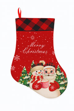 Ciorap Craciun Rosu cu Mos Craciun si Om de Zapada , Merry Christmas