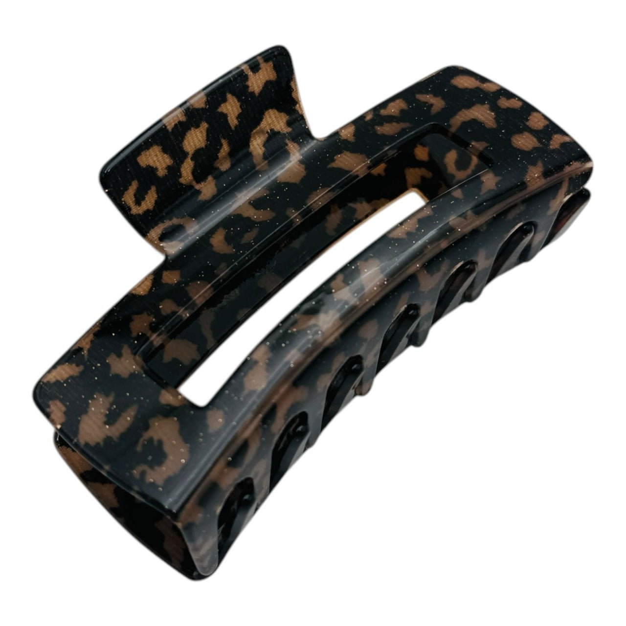 Cleste de Par Mare 9.5cm, Model Dreptunghiular, Animal Print cu Sclipici Fin, Culori Diverse, Cu Eticheta pentru Expunere Accesoriu Stilat