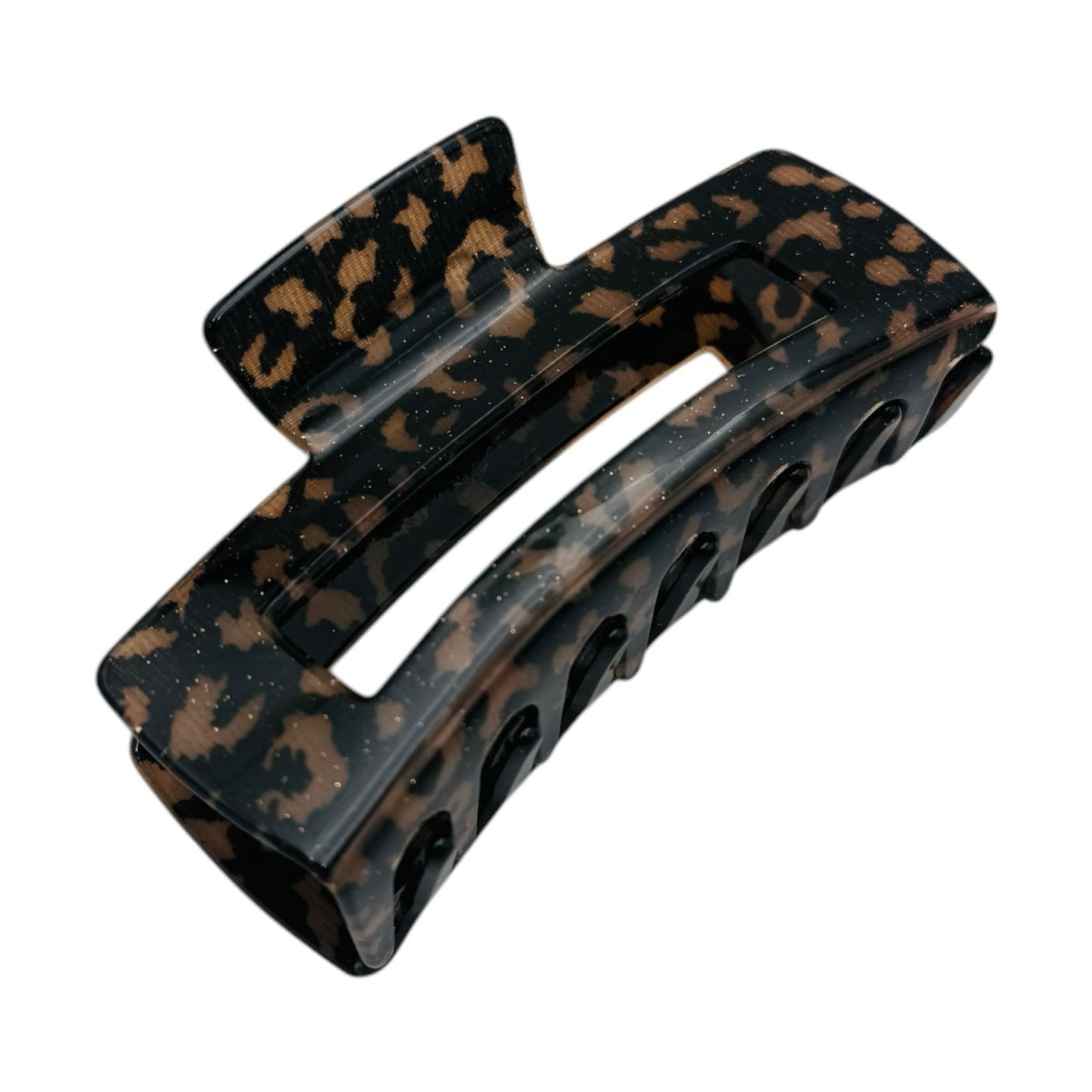 Cleste de Par Mare 9.5cm, Model Dreptunghiular, Animal Print cu Sclipici Fin, Culori Diverse, Cu Eticheta pentru Expunere Accesoriu Stilat