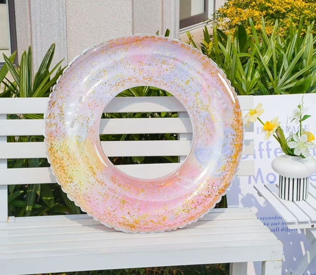 Colac de înot decorativ auriu iridescent, diametru 80 cm