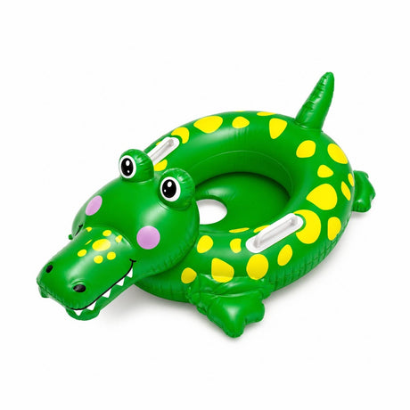 Colac gonflabil copii crocodil 72 cm pentru piscina si plaja, model vesel verde