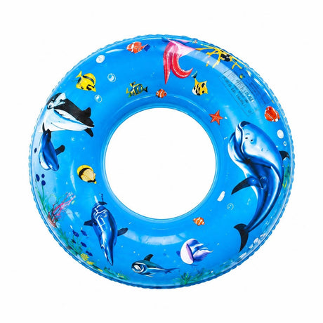 Colac gonflabil copii cu delfini, 100 cm, albastru, pentru piscina si mare