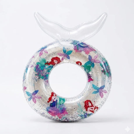 Colac Gonflabil cu Sirenă și Sclipici – 70 cm, Model Transparent pentru Copii