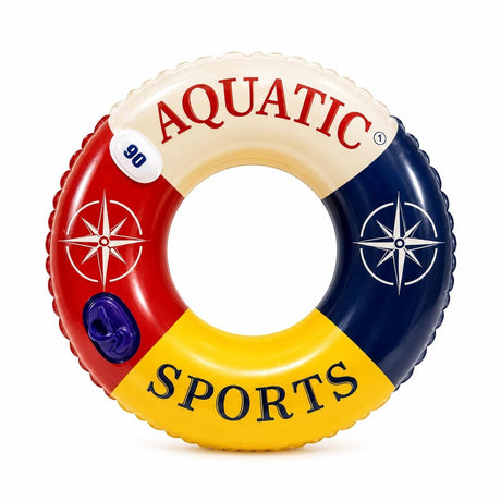 Colac gonflabil cu spătar, Double Inflation Port Aquatic Sports, 90 cm, pentru piscină și mare
