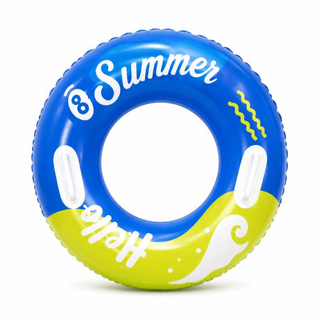 Colac Gonflabil Hello Summer Albastru 90 cm – Colac de Înot Colorat pentru Piscină și Plajă