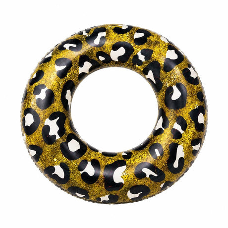 Colac gonflabil leopard auriu, 90 cm, pentru piscina si mare, model modern vara