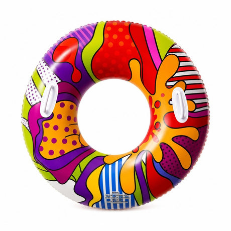 Colac gonflabil multicolor pentru copii si adulti, 90 cm, ideal piscina si mare