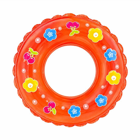 Colac Gonflabil pentru Copii 60 cm cu Flori și Cireșe – Colac de Înot Colorat pentru Piscină și Mare