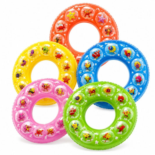 Colac Gonflabil pentru Copii 70 cm – Model Portocaliu cu Animăluțe Marine