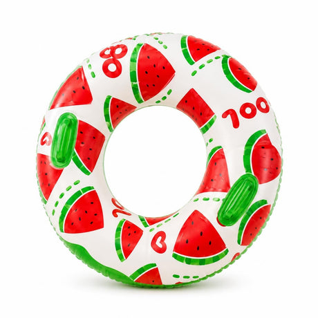 Colac gonflabil pepene verde pentru copii, 90 cm, cu manere, ideal piscina si mare