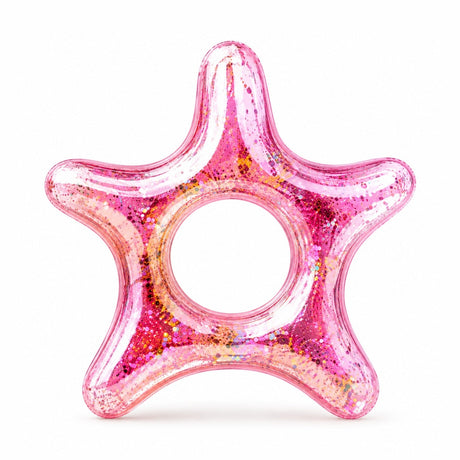 Colac Gonflabil Stea de Mare Roz 120 cm – Colac de Înot Glitter pentru Piscină și Plajă
