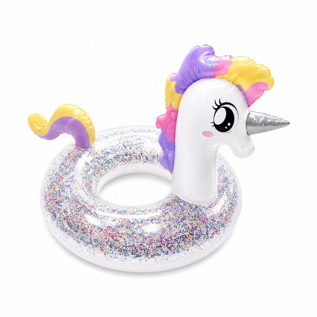 Colac Gonflabil Unicorn cu Sclipici – 90 cm, Model Premium pentru Piscină și Mare