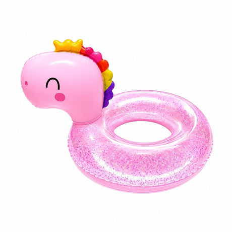 Colac Gonflabil Unicorn Roz cu Sclipici, 70 cm – Colac de Înot pentru Piscină, Mare și Plajă