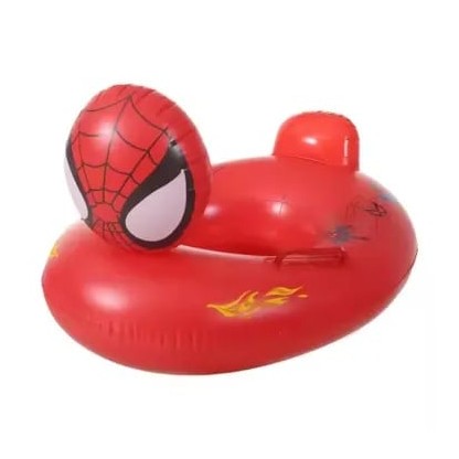 Colac inot copii rosu cu fata 3D supererou, cu spatar si manere, gonflabil si sigur, ideal pentru piscina, mare sau vacanta,