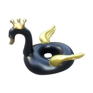 Colac inot lebada cu coroana pentru copii si adulti, gonflabil, elegant si rezistent, model alb sau negru cu aripi 3D, ideal pentru piscina, plaja sau petreceri de vara,